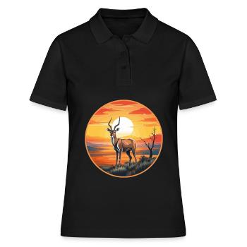Impala Buntes Aquarell Cartoon Kawaii Tier - Frauen Polo Shirt - Schwarz - Vorne - Ailine (174cm)