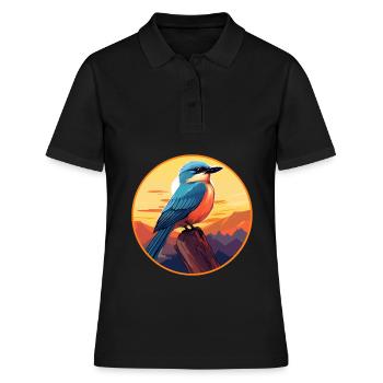 Jay Vogel Buntes Aquarell Cartoon Kawaii Tier - Frauen Polo Shirt - Schwarz - Vorne - Ailine (174cm)