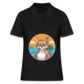 Rotluchs Aquarell Cartoon Kawaii Clipart Tier - Frauen Polo Shirt - Schwarz - Vorne - Ailine (174cm)