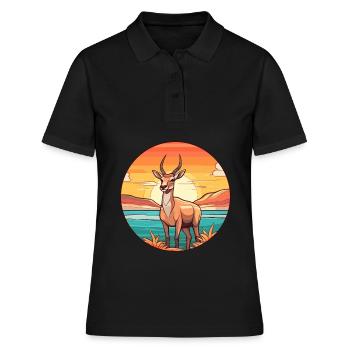 Antilope aquarelle dessin animé Kawaii Clipart Animal - Polo Femme - noir - Devant - Ailine (174cm)