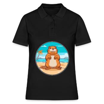 Gopher Watercolor Cartoon Kawaii Clipart Animal - Women's Polo Shirt - black - Front - Ailine (174cm)