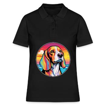 Beagle Harrier Chien Race Coloré Cartoon Watercol - Polo Femme - noir - Devant - Ailine (174cm)