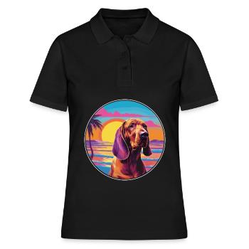 Bluthund Hunderasse Buntes Karikatur-Aquarell - Frauen Polo Shirt - Schwarz - Vorne - Ailine (174cm)
