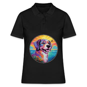 Cao de Castro Laboreiro Hunderasse Bunte Karikatur - Frauen Polo Shirt - Schwarz - Vorne - Ailine (174cm)