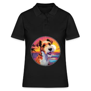 Draht Foxterrier Hunderasse Bunte Karikatur Wasserc - Frauen Polo Shirt - Schwarz - Vorne - Ailine (174cm)