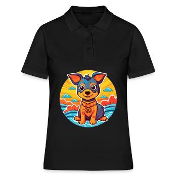 Ovtcharka de race de chien d’Asie centrale Cartoon Kawaii - Polo Femme - noir - Devant - Ailine (174cm)