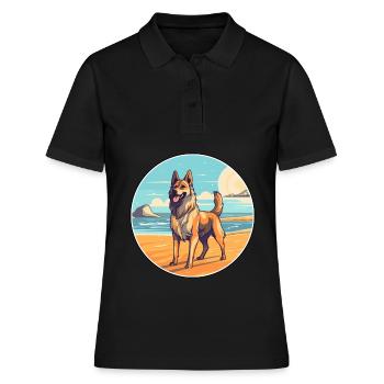 Schäferhund Rasse Cartoon Kawaii Clipart - Frauen Polo Shirt - Schwarz - Vorne - Ailine (174cm)