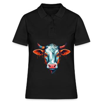 Vache Aquarelle Colorée Dessin Animé Kawaii Animal - Polo Femme - noir - Devant - Ailine (174cm)