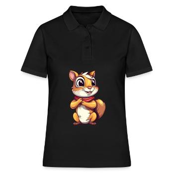 Chipmunk Aquarelle Colorée Dessin Animé Kawaii Animal - Polo Femme - noir - Devant - Ailine (174cm)