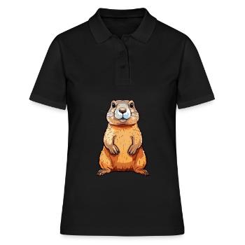 Gopher Colorful Watercolor Cartoon Kawaii Animal - Women's Polo Shirt - black - Front - Ailine (174cm)