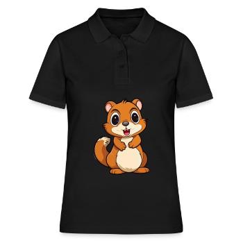Chipmunk Mignon Dessin Animé Kawaii Aquarelle Animal de compagnie - Polo Femme - noir - Devant - Ailine (174cm)