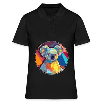 Koala Buntglas Bunte Karikatur Kawaii Tier - Frauen Polo Shirt - Schwarz - Vorne - Ailine (174cm)
