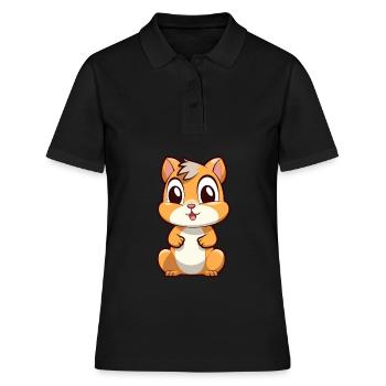 Chipmunk Mignon Dessin Animé Kawaii Aquarelle Animal de compagnie - Polo Femme - noir - Devant - Ailine (174cm)