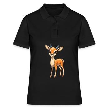 Impala Niedliche Karikatur Kawaii Aquarell Tier Haustier - Frauen Polo Shirt - Schwarz - Vorne - Ailine (174cm)