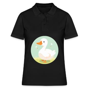 Oie mignon heureux kawaii dessin animé Clipart Animal - Polo Femme - noir - Devant - Ailine (174cm)