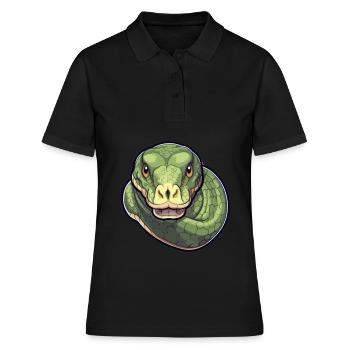 Anakonda Niedlich Glücklich Kawaii Cartoon Clipart Tier - Frauen Polo Shirt - Schwarz - Vorne - Ailine (174cm)