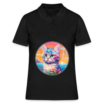 Bambino Chat Race Aquarelle Dessin Animé Kawaii Animal De Compagnie - Polo Femme - noir - Devant - Ailine (174cm)