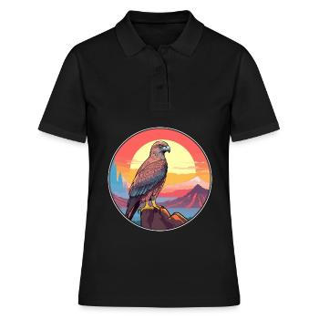 Bussard Buntes Aquarell Cartoon Kawaii Tier - Frauen Polo Shirt - Schwarz - Vorne - Ailine (174cm)