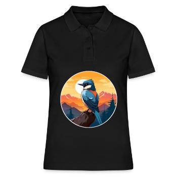 Jay Vogel Buntes Aquarell Cartoon Kawaii Tier - Frauen Polo Shirt - Schwarz - Vorne - Ailine (174cm)