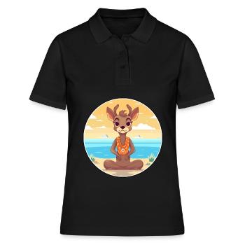 Antilope Cartoon Yoga Plage Illustration D’été - Polo Femme - noir - Devant - Ailine (174cm)