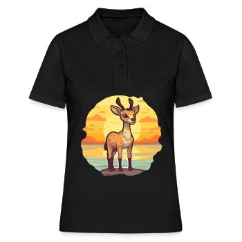 Antilope drôle de dessin animé kawaii plage illustration - Polo Femme - noir - Devant - Ailine (174cm)