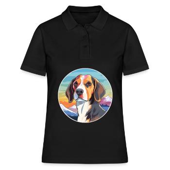 Beagle Harrier chien race dessin animé Kawaii aquarelle - Polo Femme - noir - Devant - Ailine (174cm)
