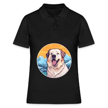 Chien de berger d’Asie centrale race Cartoon Kawaii Wa - Polo Femme - noir - Devant - Ailine (174cm)