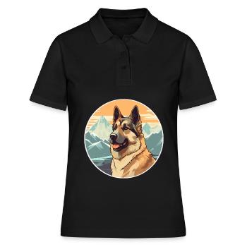 Race de chien de berger d’Europe de l’Est Cartoon Kawaii Wa - Polo Femme - noir - Devant - Ailine (174cm)