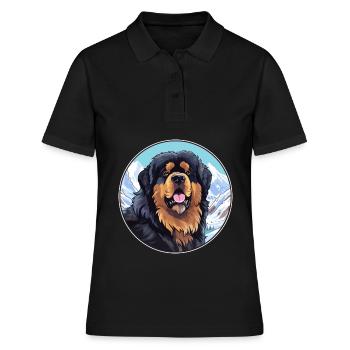 Tibetischer Mastiff Hunderasse Cartoon Kawaii Watercolo - Frauen Polo Shirt - Schwarz - Vorne - Ailine (174cm)