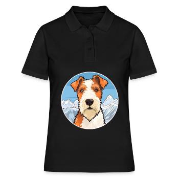Draht Foxterrier Hunderasse Karikatur Kawaii Watercol - Frauen Polo Shirt - Schwarz - Vorne - Ailine (174cm)