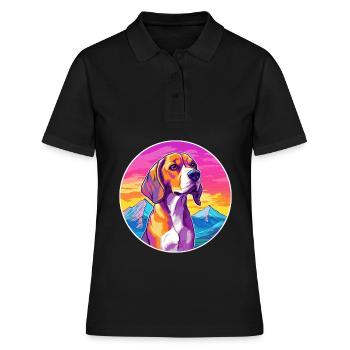 BeagleHarrier Scent Hound Chien Race Dessin Animé Kawaii - Polo Femme - noir - Devant - Ailine (174cm)