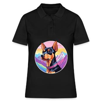 Arlequin Pinscher chien race dessin animé kawaii waterc - Polo Femme - noir - Devant - Ailine (174cm)