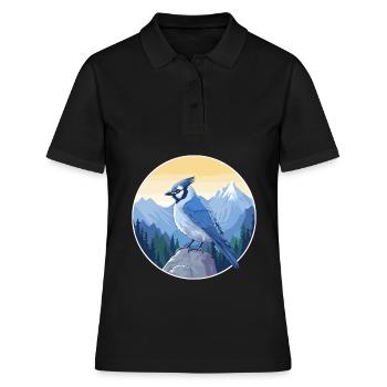 Geai bleu aquarelle dessin animé Kawaii animal de compagnie Animal Colo - Polo Femme - noir - Devant - Ailine (174cm)