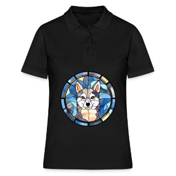 Alaska Klee Kai chien race vitrail coloré - Polo Femme - noir - Devant - Ailine (174cm)