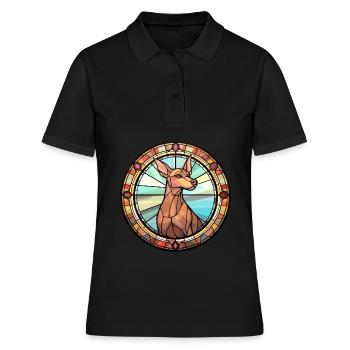 Cirneco Dell Ätna Hunderasse Buntglas Bunt - Frauen Polo Shirt - Schwarz - Vorne - Ailine (174cm)