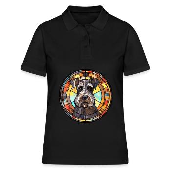 Standard Schnauzer Hunderasse Buntglas Colorfu - Frauen Polo Shirt - Schwarz - Vorne - Ailine (174cm)