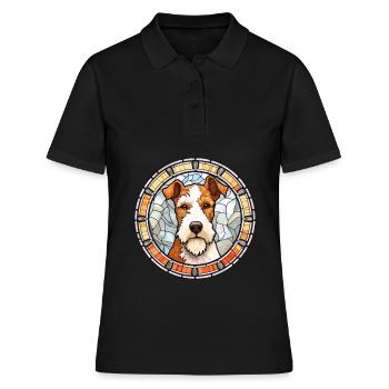 Draht Foxterrier Hunderasse Buntglas Bunt - Frauen Polo Shirt - Schwarz - Vorne - Ailine (174cm)