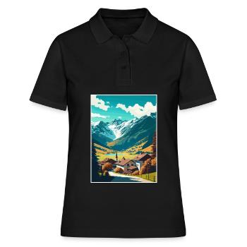 Klosters Serneus Schweiz Vintage Reiseposter - Frauen Polo Shirt - Schwarz - Vorne - Ailine (174cm)