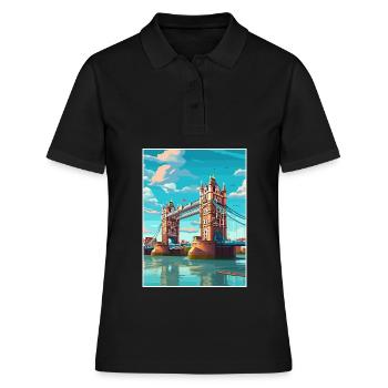 Tower Bridge England Vintage Reiseposter WPA Kunst - Frauen Polo Shirt - Schwarz - Vorne - Ailine (174cm)