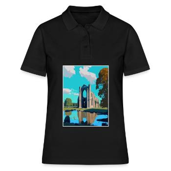 Bolton Abbey England Vintage Reiseposter WPA Kunst - Frauen Polo Shirt - Schwarz - Vorne - Ailine (174cm)