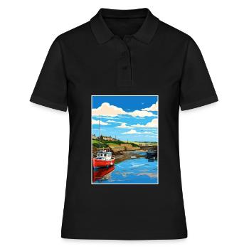 Bude Cornwall Vintage Reiseposter WPA Souvenir - Frauen Polo Shirt - Schwarz - Vorne - Ailine (174cm)