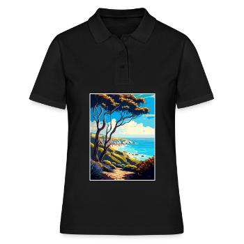 Carpinteria Bluffs Kalifornien Reiseposter - Frauen Polo Shirt - Schwarz - Vorne - Ailine (174cm)