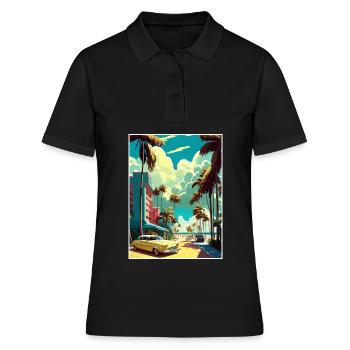 South Beach Floride Vintage voyage affiche Souvenir - Polo Femme - noir - Devant - Ailine (174cm)