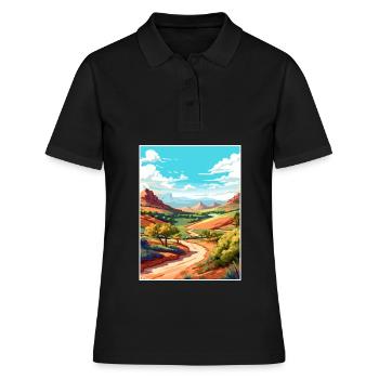 Mount Scott Texas Vintage Reiseposter Souvenir - Frauen Polo Shirt - Schwarz - Vorne - Ailine (174cm)
