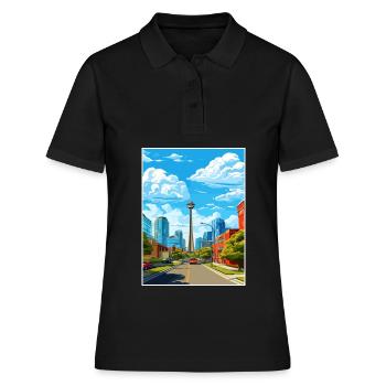 Calgary Kanada Vintage Reiseposter WPA Souvenir - Frauen Polo Shirt - Schwarz - Vorne - Ailine (174cm)