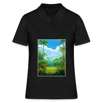 Nasse Tropen von Queensland Vintage-Reiseposter - Frauen Polo Shirt - Schwarz - Vorne - Ailine (174cm)