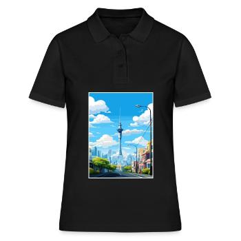Auckland Nouvelle-Zélande Nz Vintage voyage affiche WPA - Polo Femme - noir - Devant - Ailine (174cm)