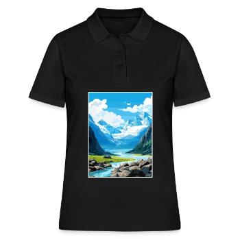 Franz Josef Glacier New Zealand Travel Poster - Women's Polo Shirt - black - Front - Ailine (174cm)