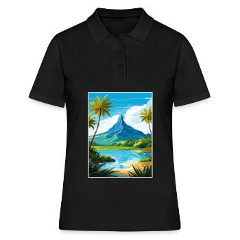 Bora Französisch-Polynesien Vintage Reiseposter - Frauen Polo Shirt - Schwarz - Vorne - Ailine (174cm)