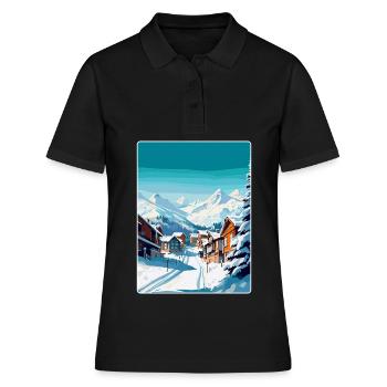 Val Thorens France Affiche de voyage vintage Souvenir - Polo Femme - noir - Devant - Ailine (174cm)
